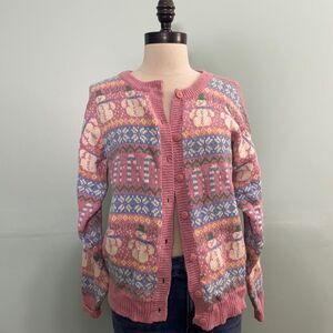 Vintage Pastel Snowman Cardigan